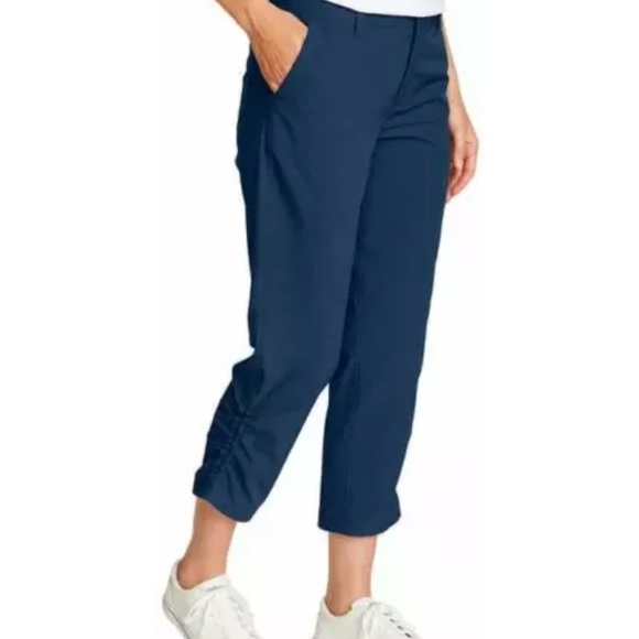 Eddie Bauer Women's Blue Ripstop Crop Capri Pants Cargo Pocket Size 16 - Picture 2 of 11
